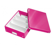 Stredná organizačná škatuľa Click & Store metalická ružová
