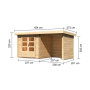 drevený domček KARIBU BASTRUP 2 + prístavok 200 cm vrátane zadnej a bočnej steny (73314) natur