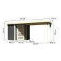 drevený domček KARIBU SCHWANDORF 3 + prístavok 280 cm (77743) terragrau LG3898
