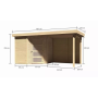 drevený domček KARIBU SCHWANDORF 3 + prístavok vrátane zadnej steny 240 cm (9210) natur LG3893