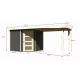 drevený domček KARIBU SCHWANDORF 5 + prístavok 280 cm (9217) terragrau LG3915
