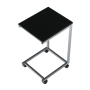 Príručný stolík, čierna/kov strieborná, MANNY