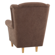 Kreslo ušiak, s taburetom, látka hnedá, ASTRID