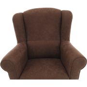Kreslo ušiak, s taburetom, látka hnedá, ASTRID