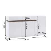 Komoda, biela extra vysoký lesk HG/dub sonoma tmavý truflový, LYNATET TYP 40