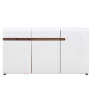 Komoda, biela extra vysoký lesk HG/dub sonoma tmavý truflový, LYNATET TYP 40