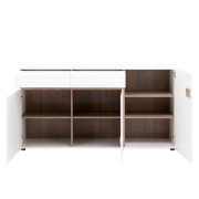 Komoda, biela extra vysoký lesk HG/dub sonoma tmavý truflový, LYNATET TYP 40