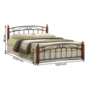 Posteľ, drevo čerešňa/čierny kov, 140x200, DOLORES