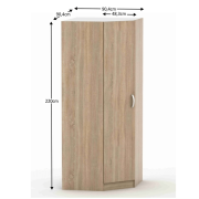 Rohová skriňa, dub sonoma, BETTY 2 BE02-016-00