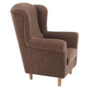 Kreslo ušiak, látka hnedá, CHARLOT