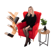 Kreslo ušiak, látka červená, CHARLOT