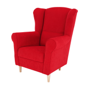 Kreslo ušiak, látka červená, CHARLOT