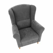 Kreslo ušiak, látka sivá, CHARLOT