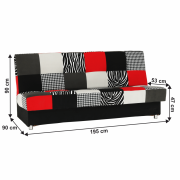 Pohovka, látka červená/sivá/čierna, ALABAMA