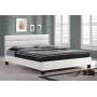 Manželská posteľ s roštom, 160x200, biela ekokoža, MIKEL