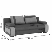 Rozkladacia pohovka, tmavosivá/svetlosivá, BOLIVIA