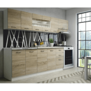 Moderná kuchynská linka, dub sonoma/biela, PROMO