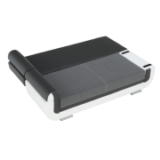 Pohovka, ekokoža biela+sivá/látka sivá, KARDYN