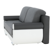 Pohovka, ekokoža biela+sivá/látka sivá, KARDYN