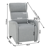 Polohovacie kreslo, látka sivá, FOREST