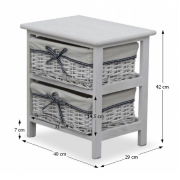 Komoda, 2 zásuvková, starobiela, RUBY2