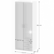 Skriňa, 2 -dverová, biela extra vysoký lesk HG, GWEN 70425