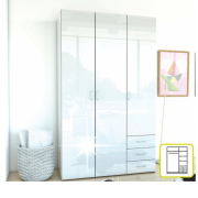 Skriňa, 3 - dverová, biela extra vysoký lesk HG, GWEN 70427