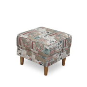 Kreslo ušiak s taburetom, látka patchwork Viorica 1, ASTRID