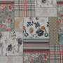 Kreslo ušiak s taburetom, látka patchwork Viorica 1, ASTRID