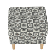 Kreslo ušiak s taburetom, látka patchwork N1, ASTRID