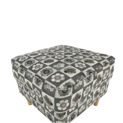 Kreslo ušiak s taburetom, látka patchwork N1, ASTRID
