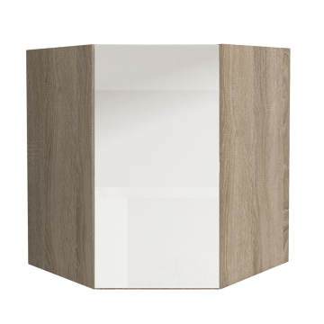 Skrinka horná GR, vysoký biely lesk/dub sonoma, LINE