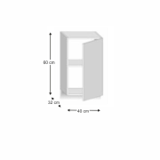 Skrinka horná G 40, dub sonoma/biela, pravá, LINE