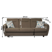 Trojsed, rozkladací, hnedá Savana/vzor, MILO