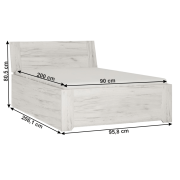 Posteľ typ 90, biela craft, 90x200, ANGEL