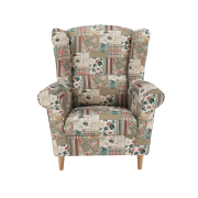 Kreslo ušiak, látka patchwork viorica 1, CHARLOT