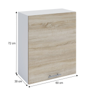 Horná skrinka, dub sonoma/biela, ľavá, FABIANA W - 60