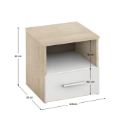 Nočný stolík, 2 ks, dub sonoma/biela, GABRIELA