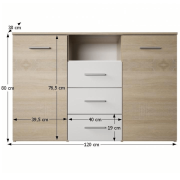 Komoda, dub sonoma/biela, GABRIELA