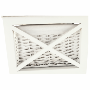 Komoda, drevo/prútie/látka, biela, RAFAELLO 9