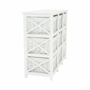 Komoda, drevo/prútie/látka, biela, RAFAELLO 9