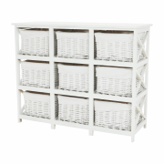 Komoda, drevo/prútie/látka, biela, RAFAELLO 9