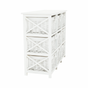 Komoda, drevo/prútie/látka, biela, RAFAELLO 9