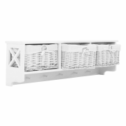 Vešiaková polica s 3 košíkmi, biela, RAFAELLO