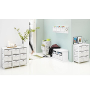 Vešiaková polica s 3 košíkmi, biela, RAFAELLO