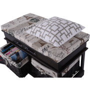 Lavica s vankúšom, 2 košíky, tmavohnedá/béžová/vzor, SEAT BENCH 3