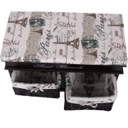 Lavica s vankúšom, 2 košíky, tmavohnedá/béžová/vzor, SEAT BENCH 3