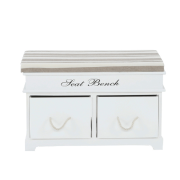 Lavica s vankúšom, 2 šuplíky, biela/svetlohnedá, SEAT BENCH 1 NEW