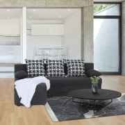 Rohová sedacia súprava, tmavosivá mix, POLARIS NEW