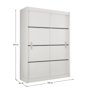 Skriňa s posúvacími dverami, biela/čierna, MERINA 150